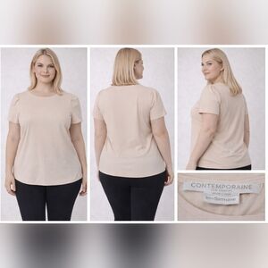 Plus Size Short Sleeve Tee in Beige